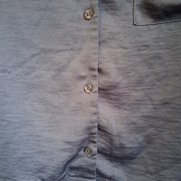 Fabletics Sleep Button‎ Down Pewter Gray Slate Silky Satin Feel Womens 3XL EUC - Picture 9 of 10